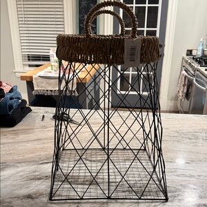 Woven Top Black Wire Decorative Basket